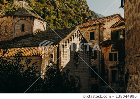 Amazing view of Kotor old town in a sunny day. Travel destination in Montenegro. Amazing view of Kotor old town in a sunny day. Travel destination in Montenegro. 139044996