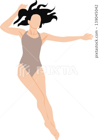 An illustration of a woman in a swimsuit on a beach. An illustration of a woman in a swimsuit on a beach. 139045042