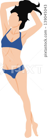 一幅描繪身穿泳裝的女子在海灘上的插圖。 139045043