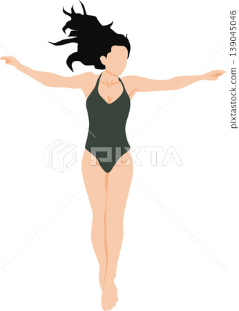 一幅描繪身穿泳裝的女子在海灘上的插圖。 139045046