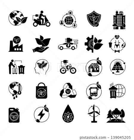 Black Set of Ecology Icons. Black Set of Ecology Icons. 139045205