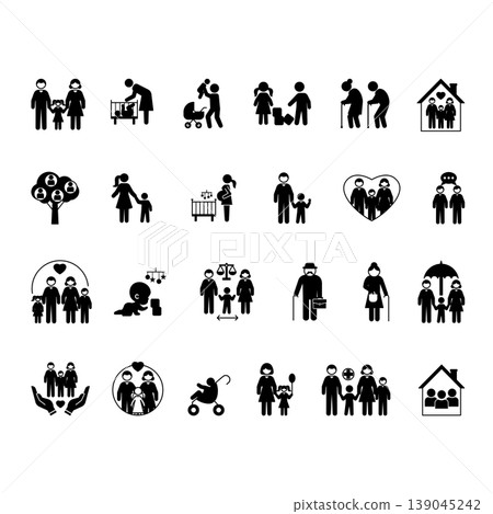 Black Family Icon Set. Black Family Icon Set. 139045242