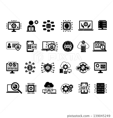 Black Icon Set Information Technology. Black Icon Set Information Technology. 139045249