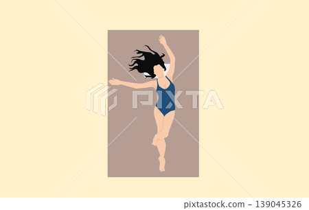 An illustration of a woman in a swimsuit on a beach. 139045326