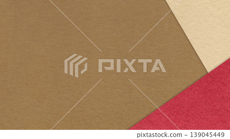 Warm brown textured paper background with red beige triangular corners and copy space. Template for presentation, banner Warm brown textured paper background with red beige triangular corners and copy space. Template for presentation, banner 139045449