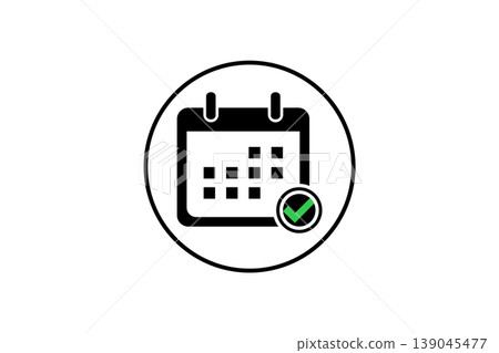 Confirmed Calendar Icon With Green Checkmark for Schedule, Appointment and Event Planning Confirmed Calendar Icon With Green Checkmark for Schedule, Appointment and Event Planning 139045477