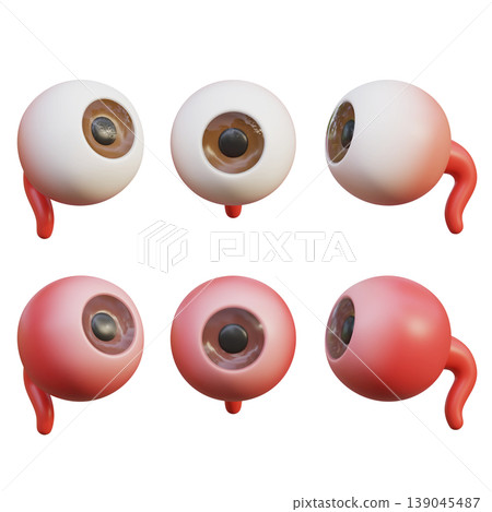 Healthy Eyeball and Sick Eyeball 3D Illustration 139045487