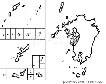Simple illustration of a map of Kyushu and Okinawa (brushstroke style) Simple illustration of a map of Kyushu and Okinawa (brushstroke style) 139045566