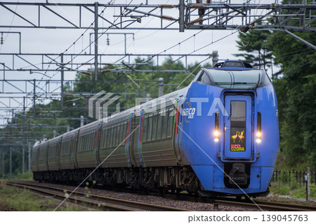 晨曦中,特快列車疾駛而過。 晨曦中,特快列車疾駛而過。 139045763