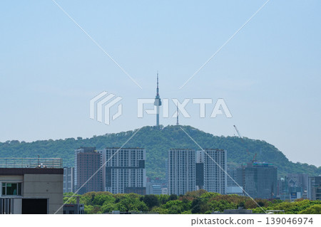 Seoul, South Korea - Apr. 18, 2026 : N Seoul Tower landmark on Namsan Mountain with city skyline, South Korea Seoul, South Korea - Apr. 18, 2026 : N Seoul Tower landmark on Namsan Mountain with city skyline, South Korea 139046974