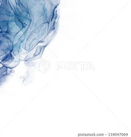 Minimalist blue alcohol ink background material that makes good use of white space Minimalist blue alcohol ink background material that makes good use of white space 139047069