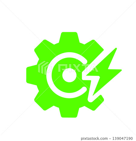 Technology icon (green) representing high-speed processing and energy efficiency. Technology icon (green) representing high-speed processing and energy efficiency. 139047190