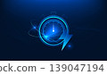 Technology background stopped clock with a lightning symbol in the foreground, representing critical timing, sudden disruption, urgent decision making, power, energy impact, business and technology. 139047194