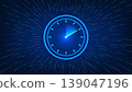 Abstract technology background a clock with light rays emerging from behind, representing business growth, innovation, technological advancement, future development, and progress in the digital 139047196
