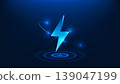 Technology energy background lightning symbol surrounded by circular rings, representing power generation, renewable energy, energy storage, battery systems, sustainable power, continuous energy 139047199