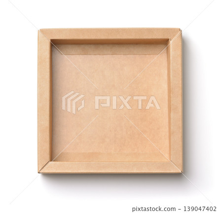 Top view of open brown paper packaging tray Top view of open brown paper packaging tray 139047402