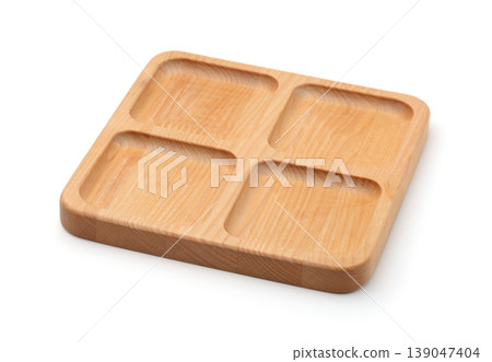 Empty wooden square 4 compartments serving dish Empty wooden square 4 compartments serving dish 139047404