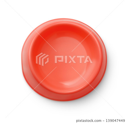 Top view of red empty plastic pet bowl Top view of red empty plastic pet bowl 139047449