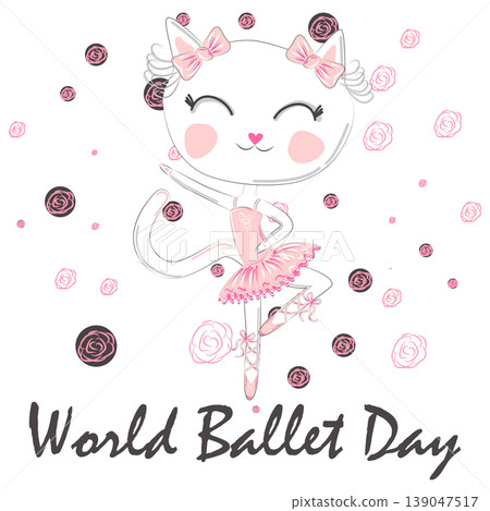 World Ballet Day, October. Young girl performing ballet dance conceptual World Ballet Day, October. Young girl performing ballet dance conceptual 139047517
