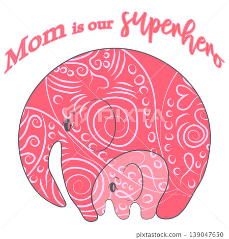Cute funny baby elephant. Mother's Day holiday concept. 139047650