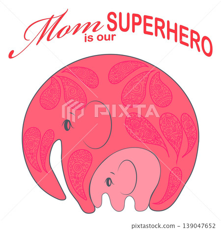 Cute funny baby elephant. Mother's Day holiday concept. Cute funny baby elephant. Mother's Day holiday concept. 139047652