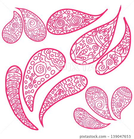 paisley ornament. Print turkish cucumber. Hand-drawn pattern for textiles. paisley ornament. Print turkish cucumber. Hand-drawn pattern for textiles. 139047653