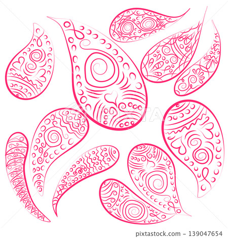 paisley ornament. Print turkish cucumber. Hand-drawn pattern for textiles. paisley ornament. Print turkish cucumber. Hand-drawn pattern for textiles. 139047654