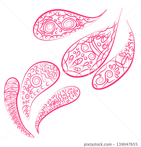 paisley ornament. Print turkish cucumber. Hand-drawn pattern for textiles. paisley ornament. Print turkish cucumber. Hand-drawn pattern for textiles. 139047655