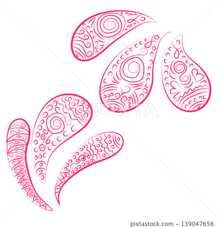 paisley ornament. Print turkish cucumber. Hand-drawn pattern for textiles. paisley ornament. Print turkish cucumber. Hand-drawn pattern for textiles. 139047656