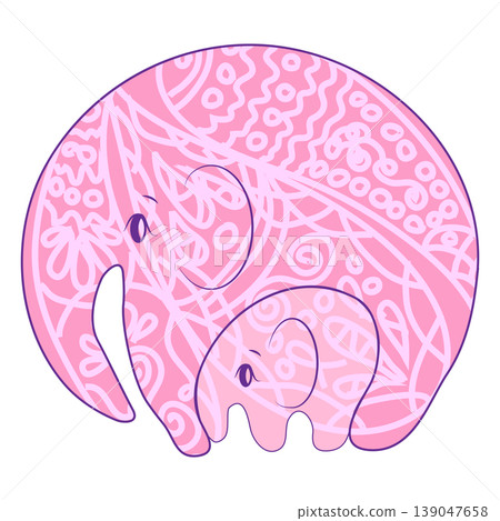 India - parsley patterned elephant, oriental Indian icon and illustration India - parsley patterned elephant, oriental Indian icon and illustration 139047658