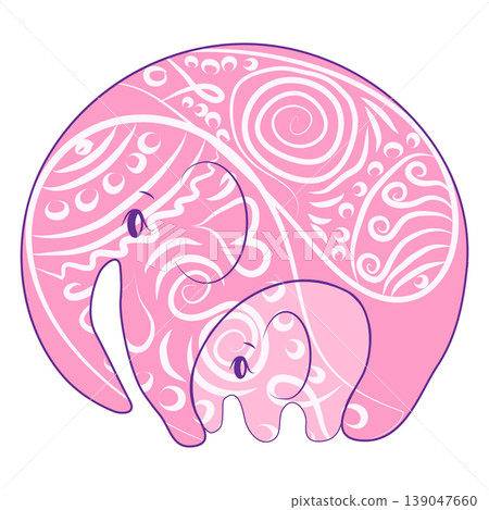 India - parsley patterned elephant, oriental Indian icon and illustration India - parsley patterned elephant, oriental Indian icon and illustration 139047660