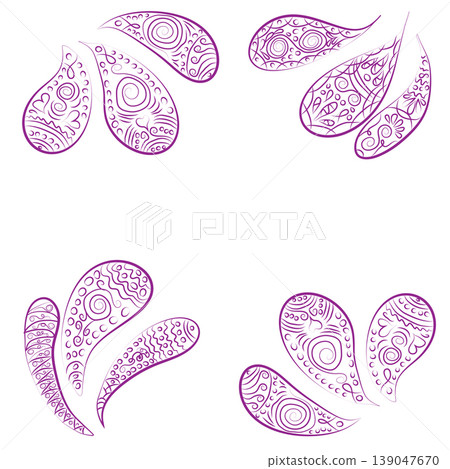 paisley ornament. Print turkish cucumber. Hand-drawn pattern for textiles. paisley ornament. Print turkish cucumber. Hand-drawn pattern for textiles. 139047670