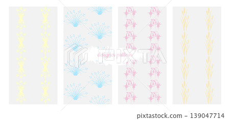 Modern minimalist botanical seamless pattern collection in soft pastel colors Modern minimalist botanical seamless pattern collection in soft pastel colors 139047714