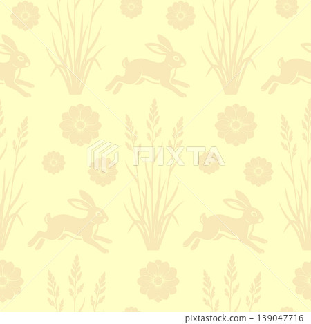 Bunny Meadow Seamless Pattern Bunny Meadow Seamless Pattern 139047716