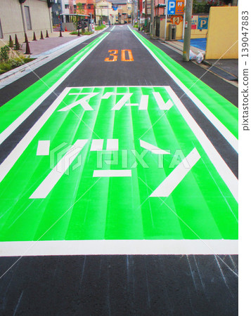 Scenery of road markings in a school zone Scenery of road markings in a school zone 139047883