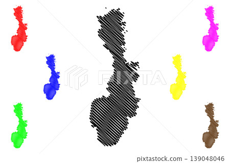 Balta island (United Kingdom of Great Britain and Northern Ireland, Scotland, Shetland islands) map vector illustration, scribble sketch Isle of Baltey map 139048046