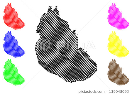 Calf of Eday island (United Kingdom of Great Britain and Northern Ireland, Scotland, Orkney) map vector illustration, scribble sketch Isle of Cauf o Aidee or Kalfr map 139048093