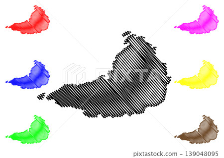 Cardigan island (United Kingdom of Great Britain and Northern Ireland, Wales) map vector illustration, scribble sketch Isle of Ynys Aberteifi map 139048095