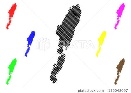 East Burra island (United Kingdom of Great Britain and Northern Ireland, Scotland, Shetland islands) map vector illustration, scribble sketch Isle of Barrey map 139048097