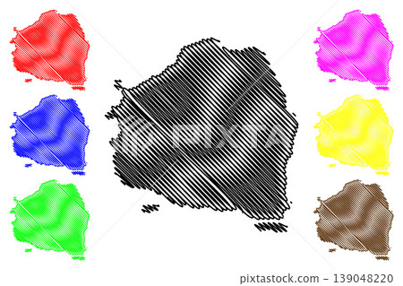 Flat Holm island (United Kingdom of Great Britain and Northern Ireland, Wales) map vector illustration, scribble sketch Isle of Ynys Echni map 139048220