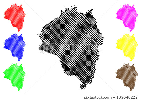 Foula island (United Kingdom of Great Britain and Northern Ireland, Scotland, Shetland) map vector illustration, scribble sketch Isle of Foula map 139048222
