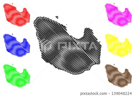 Graemsay island (United Kingdom of Great Britain and Northern Ireland, Scotland, Orkney) map vector illustration, scribble sketch Isle of Graemsay map 139048224