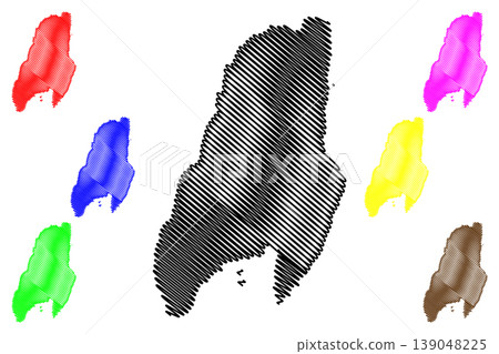 Great Cumbrae island (United Kingdom of Great Britain and Northern Ireland, Scotland) map vector illustration, scribble sketch Isle of Cumbrae map 139048225