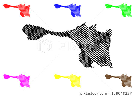 Holy island (United Kingdom of Great Britain and Northern Ireland, England) map vector illustration, scribble sketch Isle of Lindisfarne map 139048237
