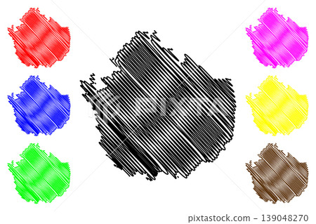 Muckle Roe island (United Kingdom of Great Britain and Northern Ireland, Scotland, Shetland) map vector illustration, scribble sketch Isle of Muckle Roe map 139048270