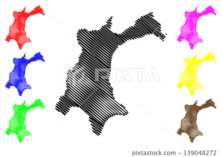 North Ronaldsay island (United Kingdom of Great Britain and Northern Ireland, Scotland, Orkney) map vector illustration, scribble sketch Isle of Raghnallsaigh a Tuath map 139048272
