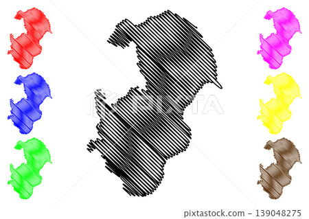 Papa Little island (United Kingdom of Great Britain and Northern Ireland, Scotland, Shetland islands) map vector illustration, scribble sketch Isle of Papey Litla map 139048275