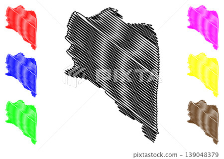 Thorney island (United Kingdom of Great Britain and Northern Ireland, England, West Sussex) map vector illustration, scribble sketch Isle of Thorney map 139048379