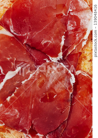 a close view of ham on pa amb tomaquet a close view of ham on pa amb tomaquet 139048416