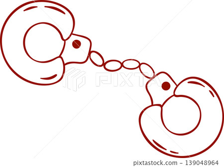 bdsm handcuffs, adult sex toy, accessories for bdsm sex games, simple red icon for sex shop in minimalist sketch style bdsm handcuffs, adult sex toy, accessories for bdsm sex games, simple red icon for sex shop in minimalist sketch style 139048964